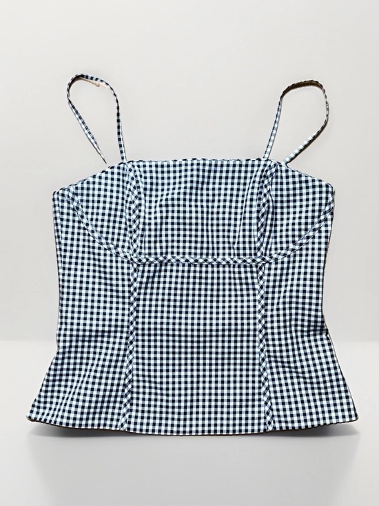 White House Black Market Tops - White House Black Market 10 Gingham Corset Top Bustier Bodice Removable Strap